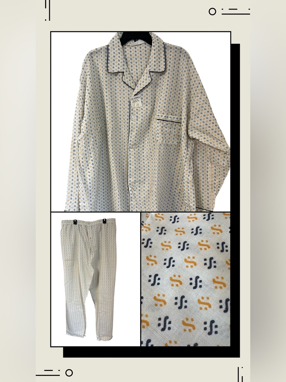 McKensie Imperial NOS Vintage Permanent Press Pajama Set Mens F (3X) White NWT